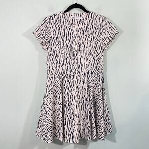 Zara ZW Collection Black & White Printed Cap Sleeve Button Up Dress Size M
